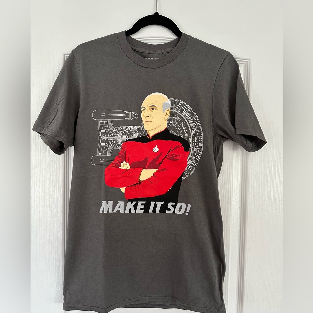 Star Trek TNG Picard Make It So Unisex Small Tee Skirball Exhibit